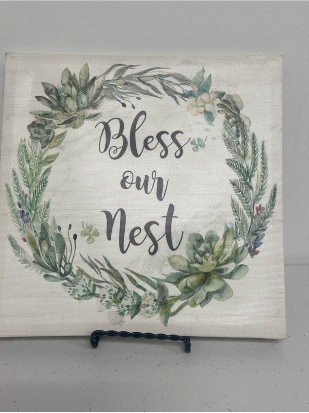 Bless Our Nest Green Wreath Wall Art